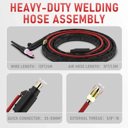 Long 13ft cable for extra reach on all your precision welding jobs