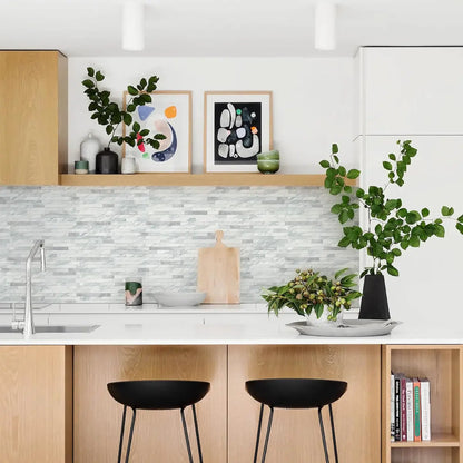 Volakas White Peel and Stick Backsplash Tiles 20 Sheets