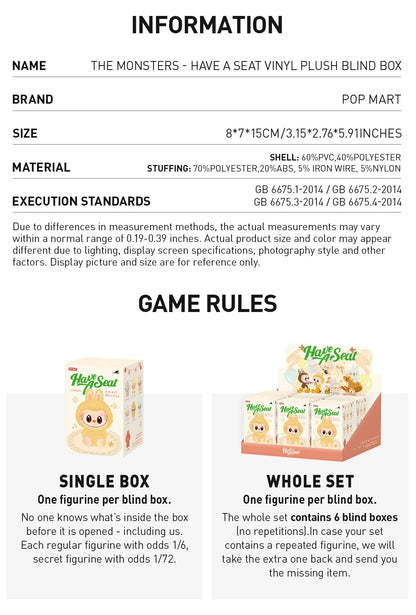 Pop Mart Labubu Have a Seat Blind Box
