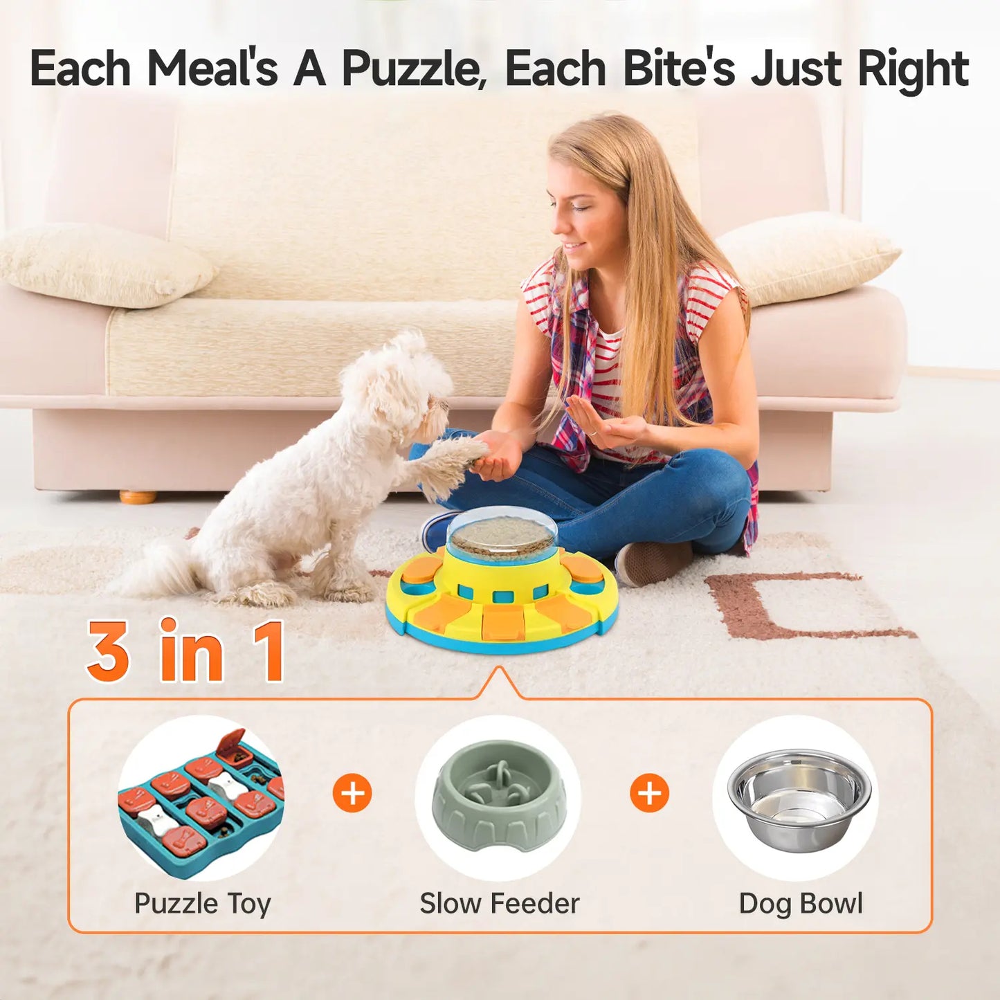 Dog Food Treat Feeding Puzzle Toy, Interactive Entertainment Toy for All Breeds