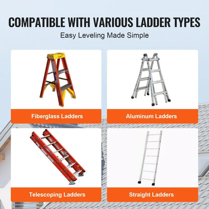 Heavy Duty Ladder Leveler, 380 lbs Load, Anti-Slip Feet for Uneven Ground
