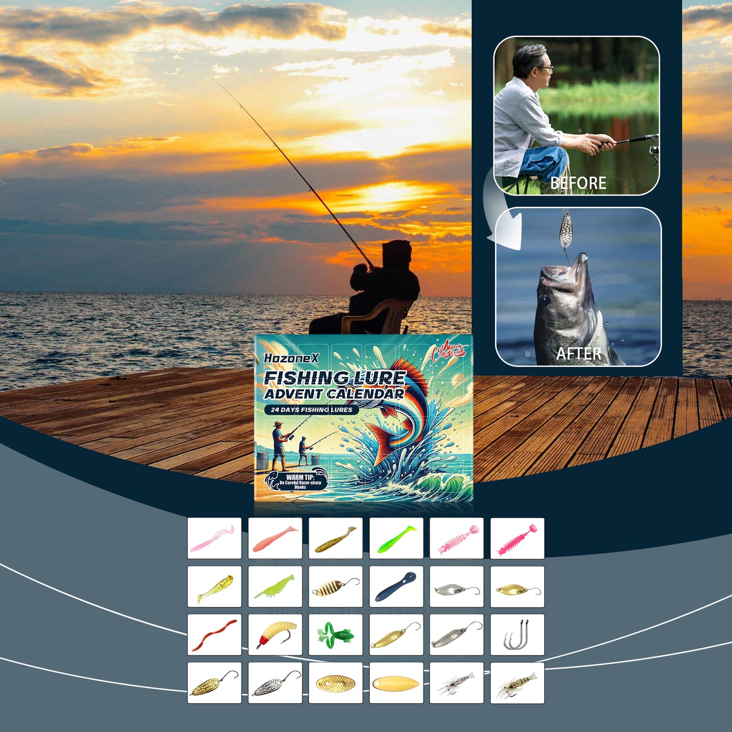 Unique Holiday Surprise‑Fishing Advent Calendar with Tackle Box