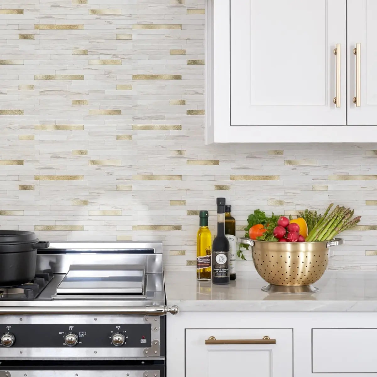 Volakas White Peel and Stick Backsplash Tiles 20 Sheets