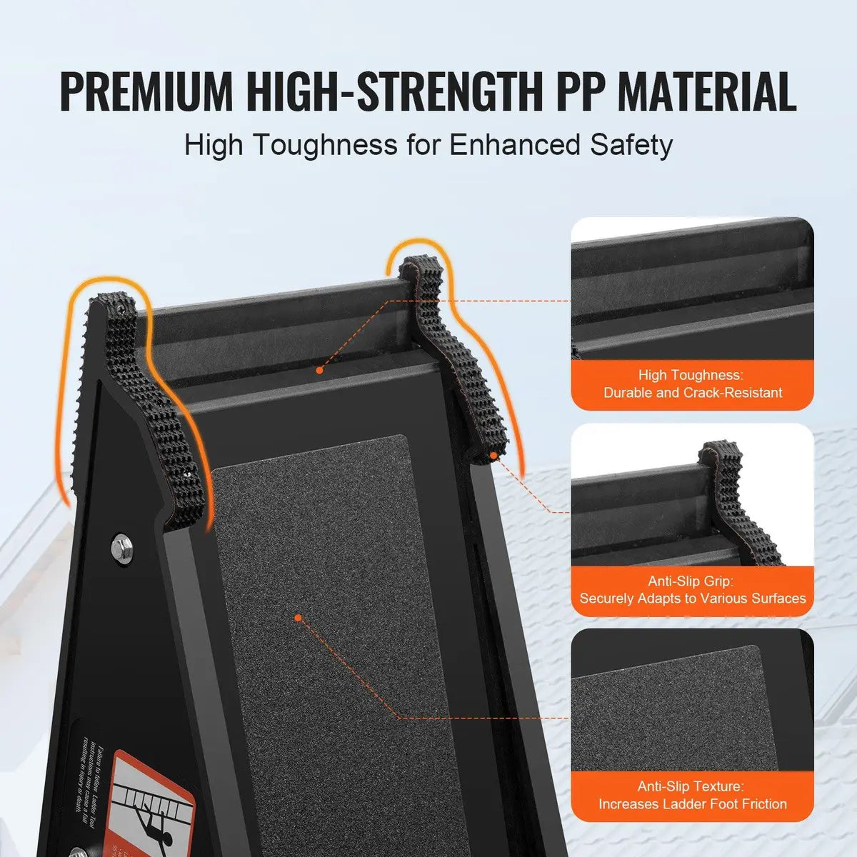 Heavy Duty Ladder Leveler, 380 lbs Load, Anti-Slip Feet for Uneven Ground