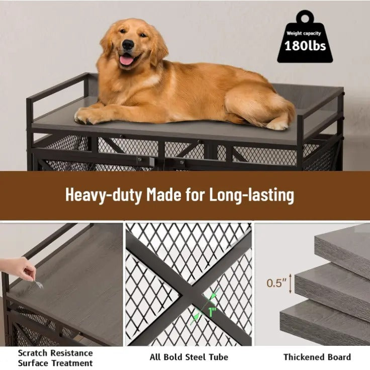 Wooden Dog Crate Furniture for XLarge Dogs with Chew Resistant Bars