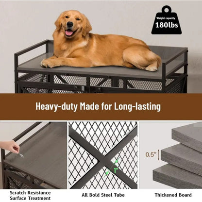 Wooden Dog Crate Furniture for XLarge Dogs with Chew Resistant Bars