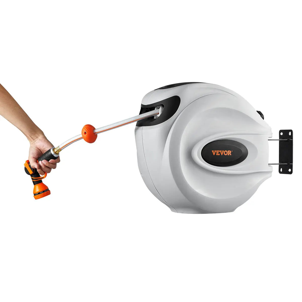 100ft Wall Mount Retractable Garden Hose Reel with 9-Pattern Nozzle
