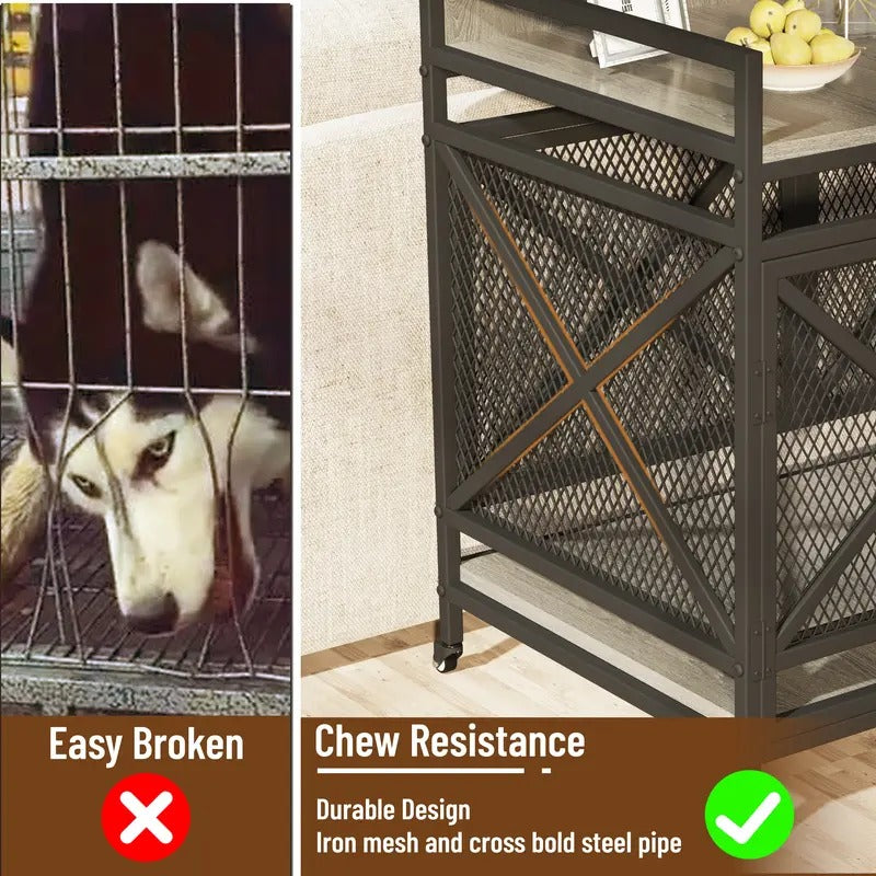 Wooden Dog Crate Furniture for XLarge Dogs with Chew Resistant Bars