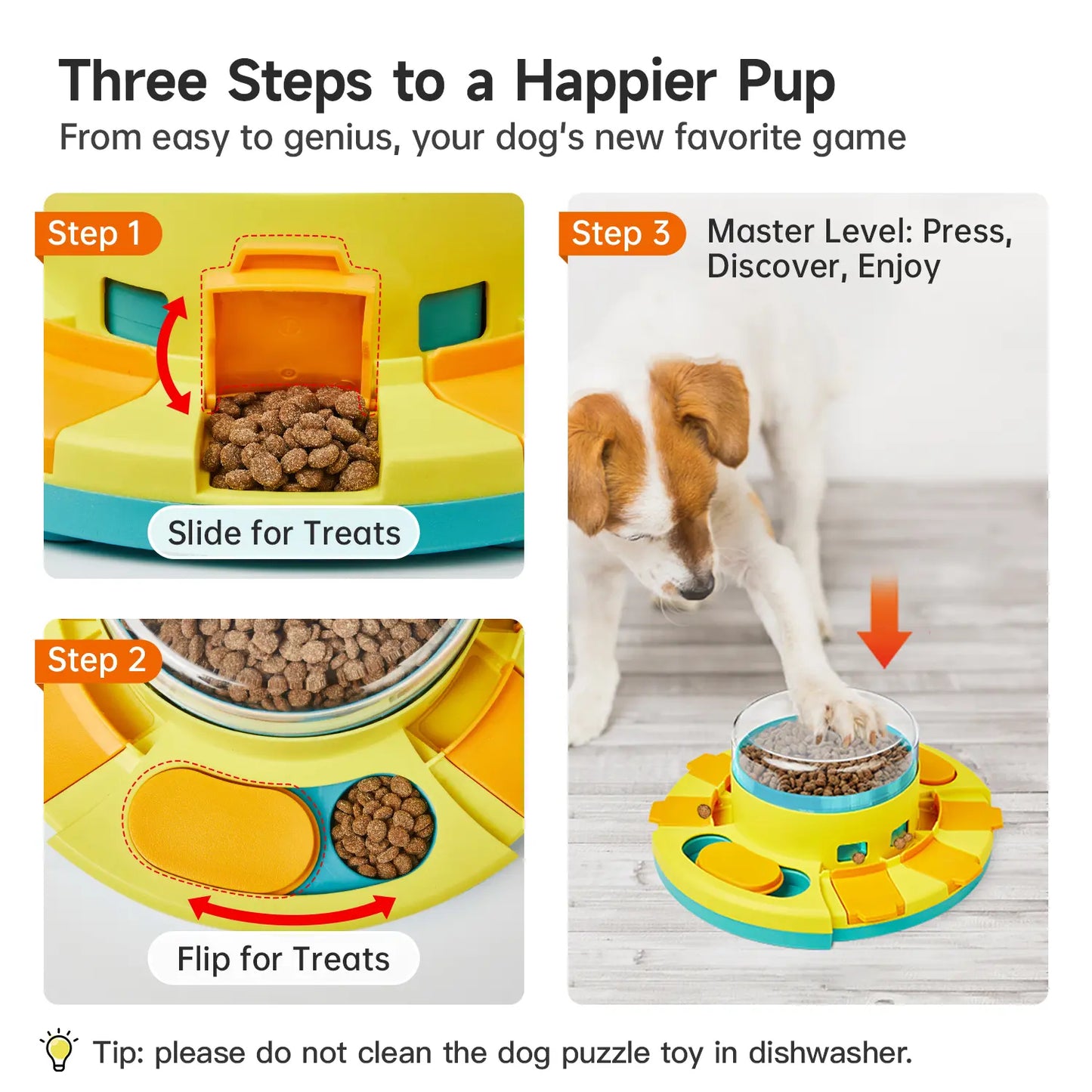 Dog Food Treat Feeding Puzzle Toy, Interactive Entertainment Toy for All Breeds