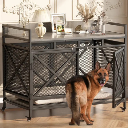 Wooden Dog Crate Furniture for XLarge Dogs with Chew Resistant Bars