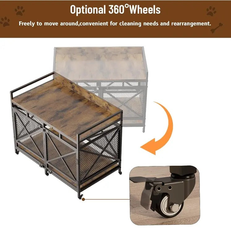 Wooden Dog Crate Furniture for XLarge Dogs with Chew Resistant Bars