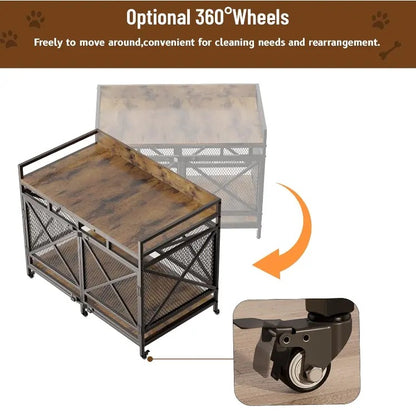 Wooden Dog Crate Furniture for XLarge Dogs with Chew Resistant Bars