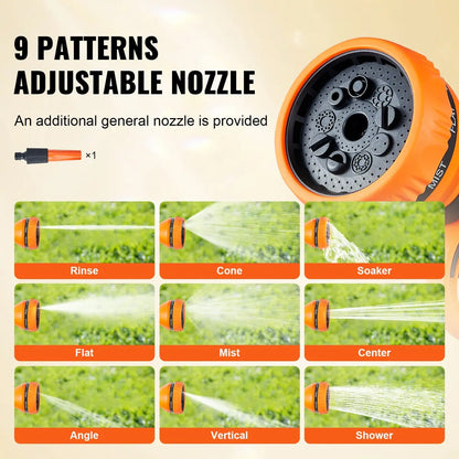 100ft Wall Mount Retractable Garden Hose Reel with 9-Pattern Nozzle