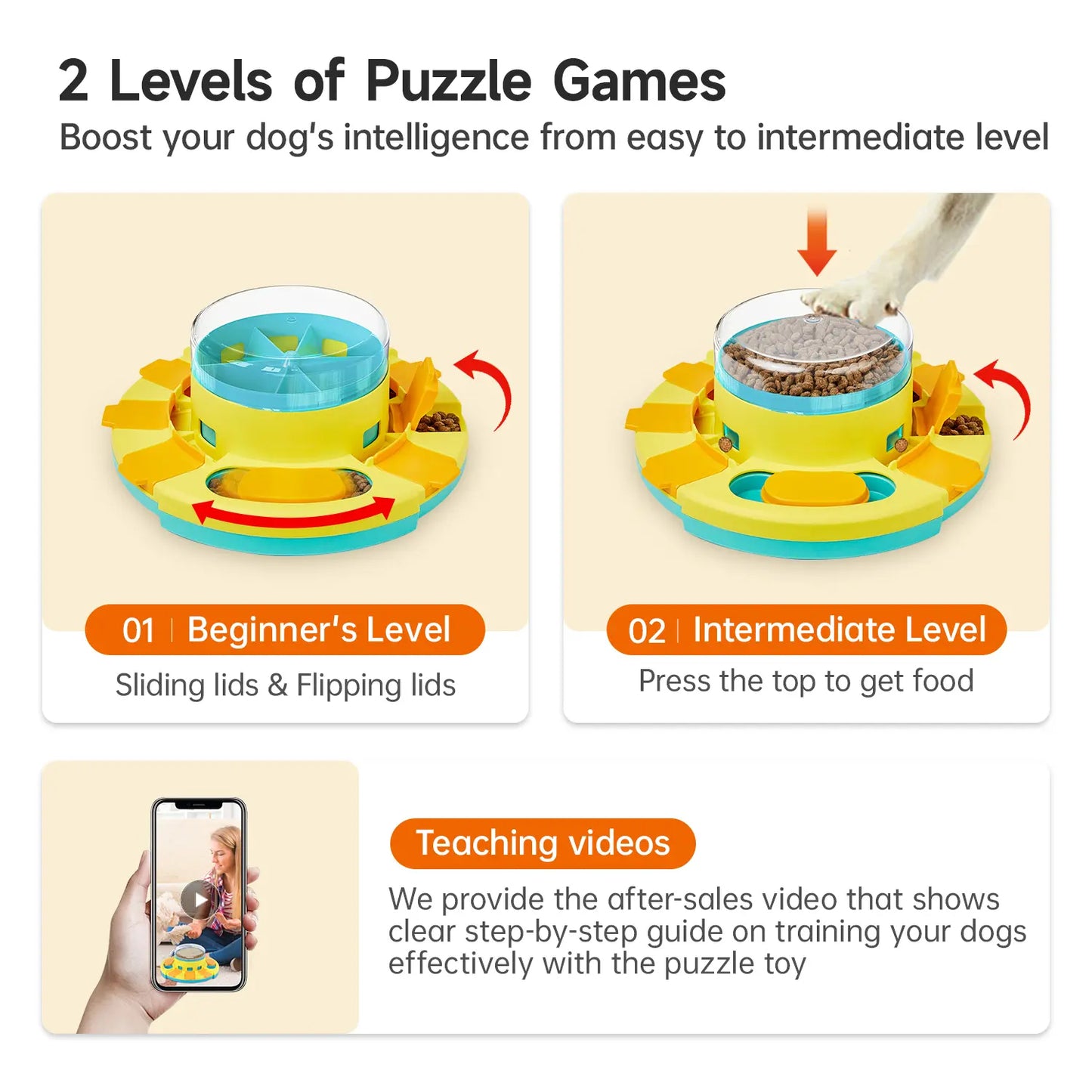 Dog Food Treat Feeding Puzzle Toy, Interactive Entertainment Toy for All Breeds