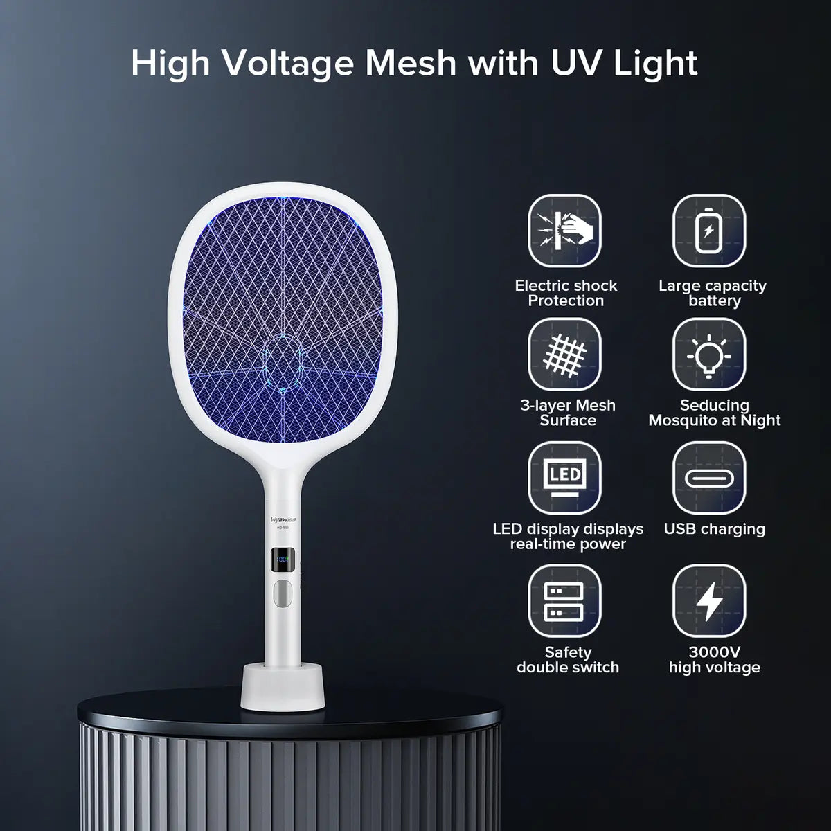 10-LED Rechargeable 2-in-1 Bug Zapper for Indoor & Outdoor Use