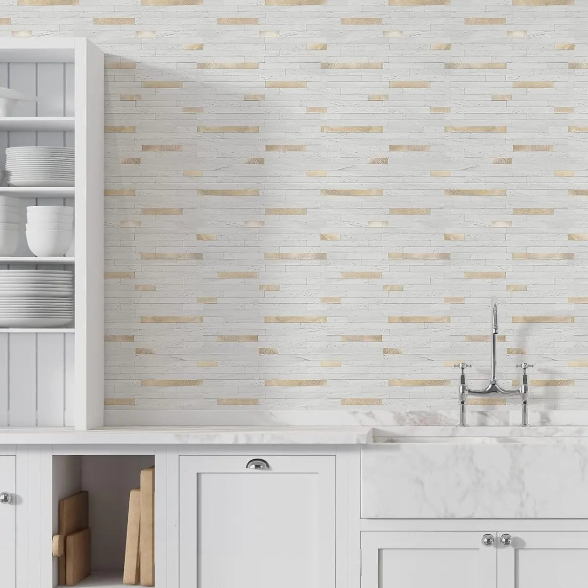 Volakas White Peel and Stick Backsplash Tiles 20 Sheets