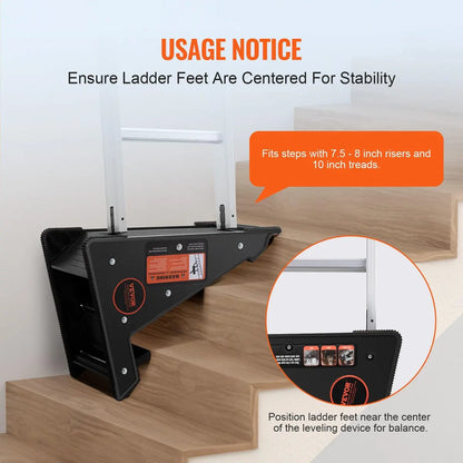 Heavy Duty Ladder Leveler, 380 lbs Load, Anti-Slip Feet for Uneven Ground