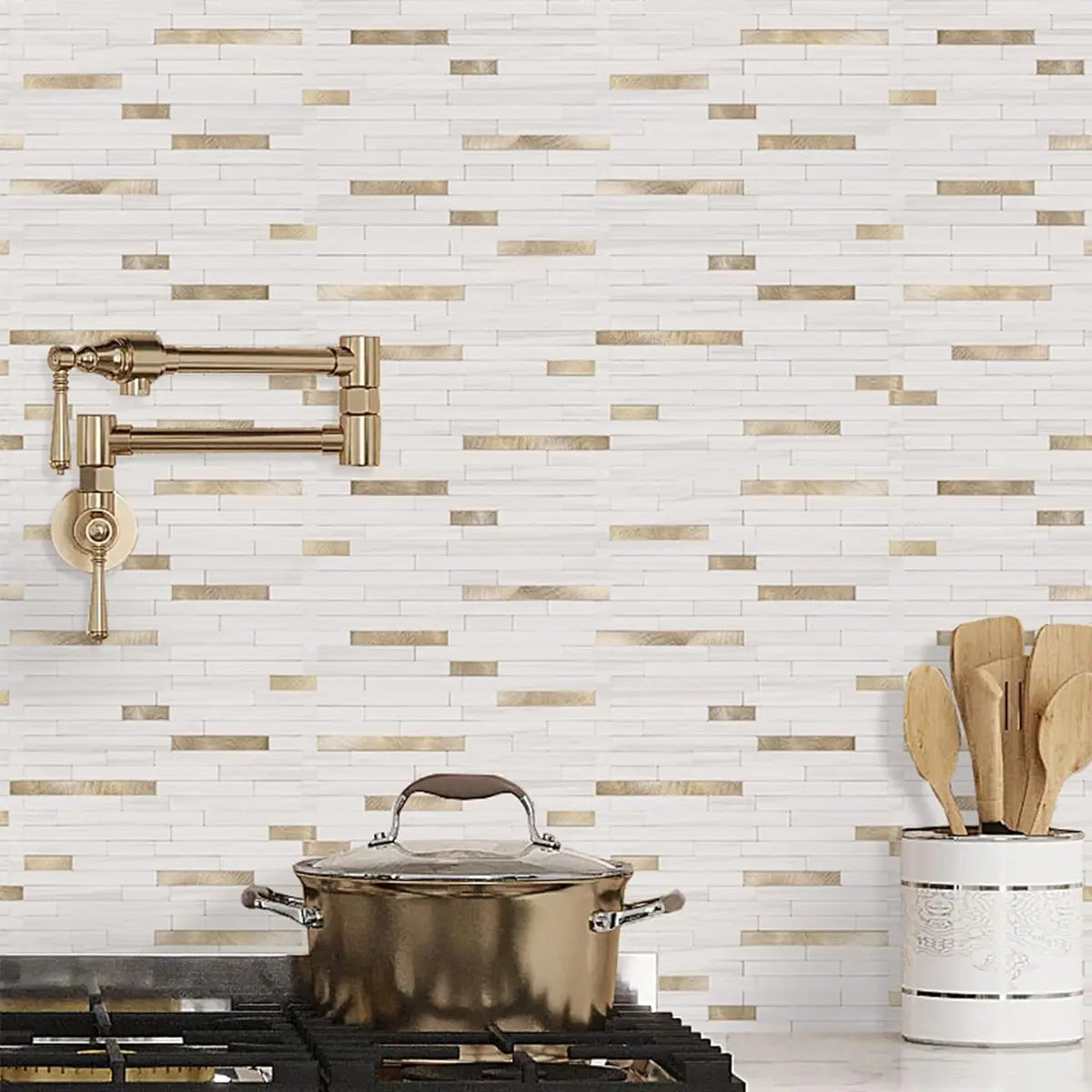 Volakas White Peel and Stick Backsplash Tiles 20 Sheets