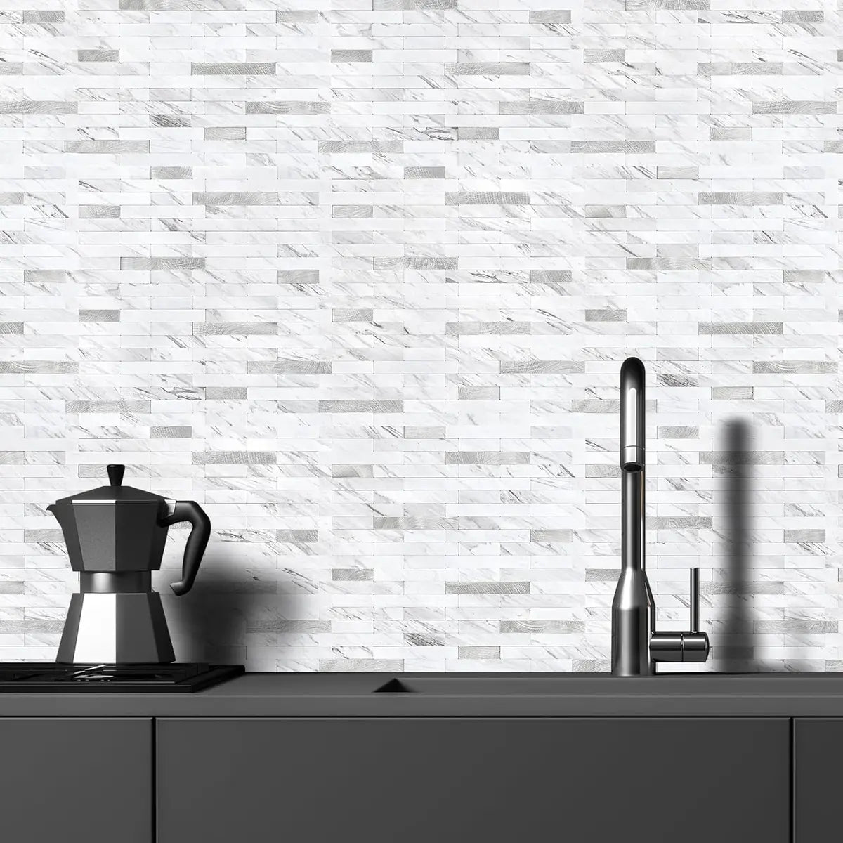 Volakas White Peel and Stick Backsplash Tiles 20 Sheets