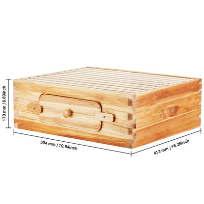 Bee Hive Medium Box Starter Kit, 100% Beeswax Coated Natural Fir Wood, Langstroth Beehive Kit with 10 Frames and Foundations, Transparent Acrylic Bee Windows for Beginners and Pro Beekeepers