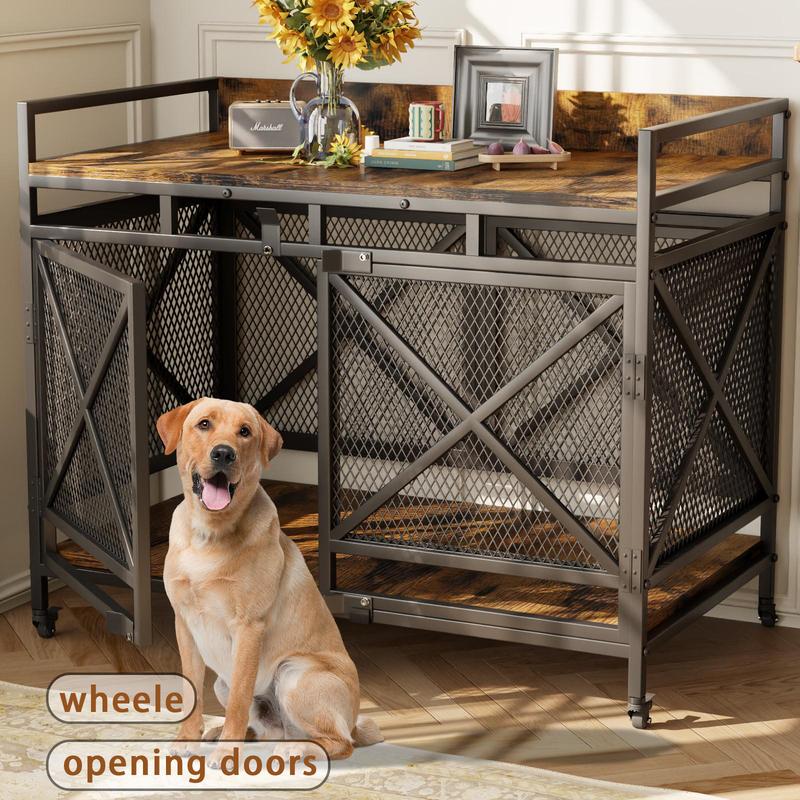 Wooden Dog Crate Furniture for XLarge Dogs with Chew Resistant Bars