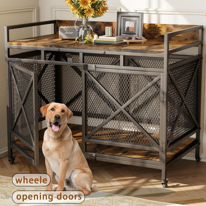 Wooden Dog Crate Furniture for XLarge Dogs with Chew Resistant Bars