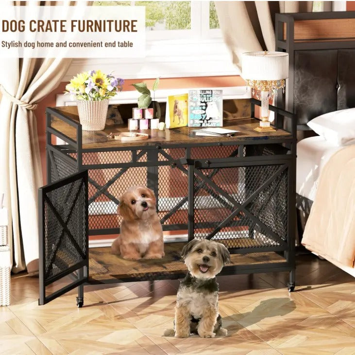 Wooden Dog Crate Furniture for XLarge Dogs with Chew Resistant Bars