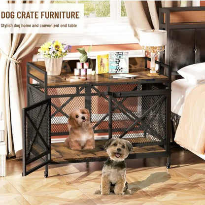 Wooden Dog Crate Furniture for XLarge Dogs with Chew Resistant Bars
