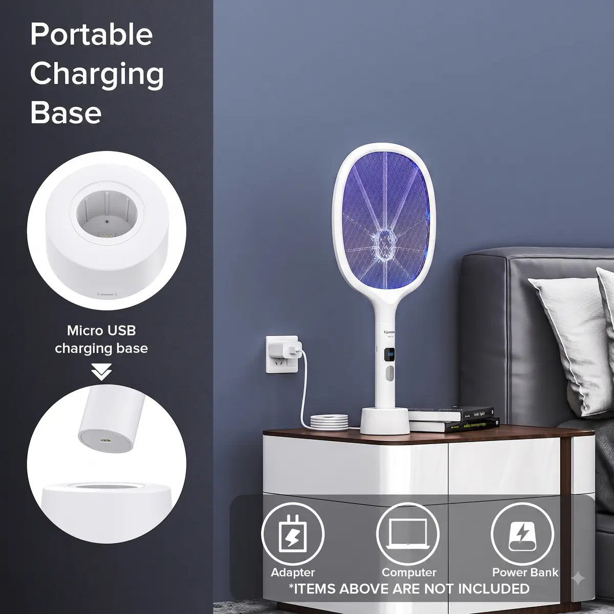 10-LED Rechargeable 2-in-1 Bug Zapper for Indoor & Outdoor Use
