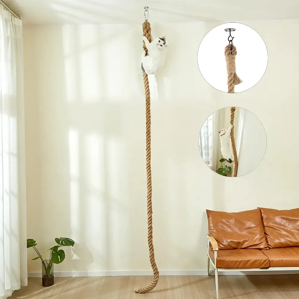 Wall-Mounted 4-6ft Sisal Cat Climbing Rope, Space Saving Wall Cat Scratching Post