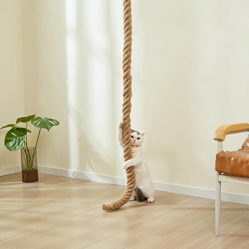Wall-Mounted 4-6ft Sisal Cat Climbing Rope, Space Saving Wall Cat Scratching Post