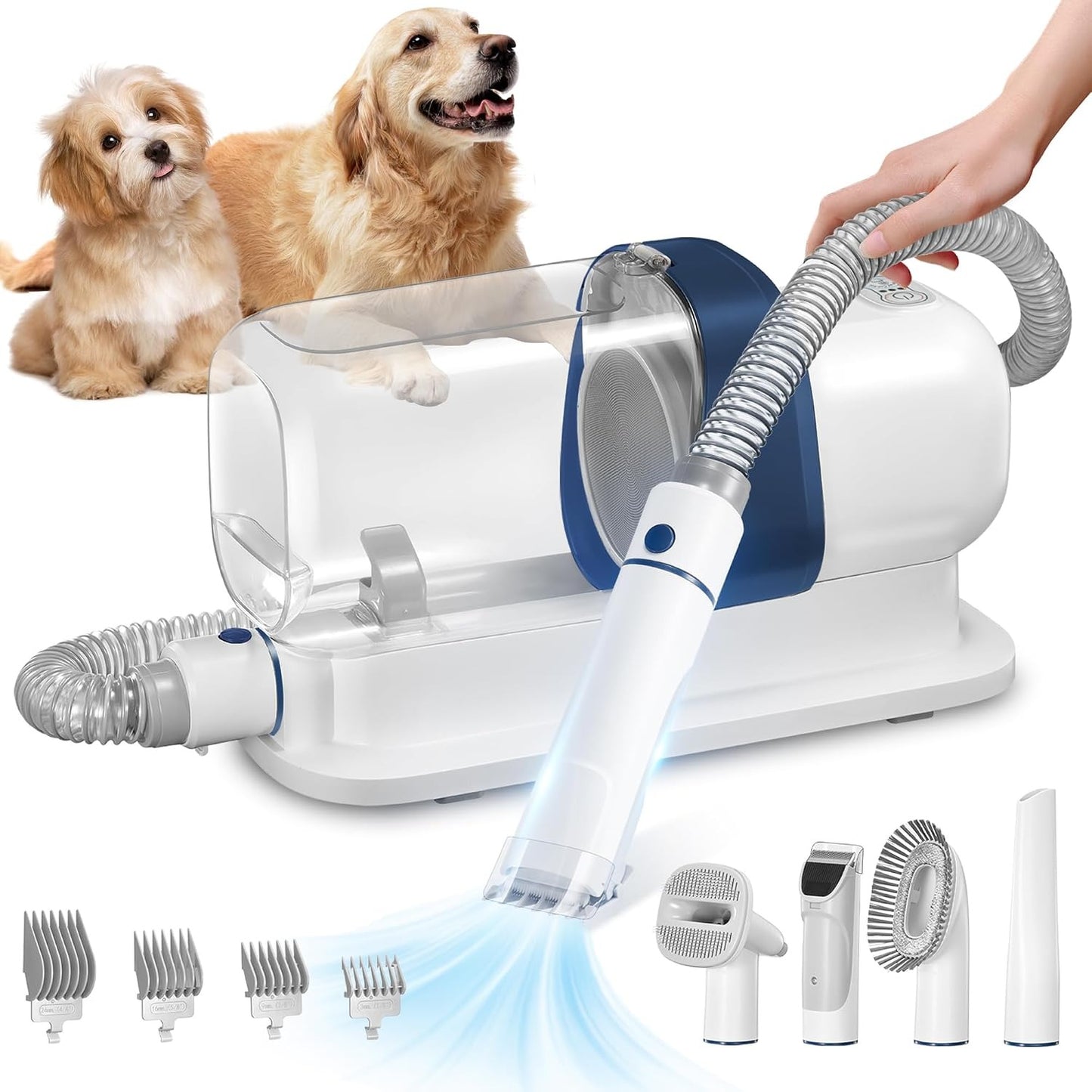 Pet Grooming Vacuum 2.3L, Low Noise Dog Cat Hair Shedding Grooming Kit